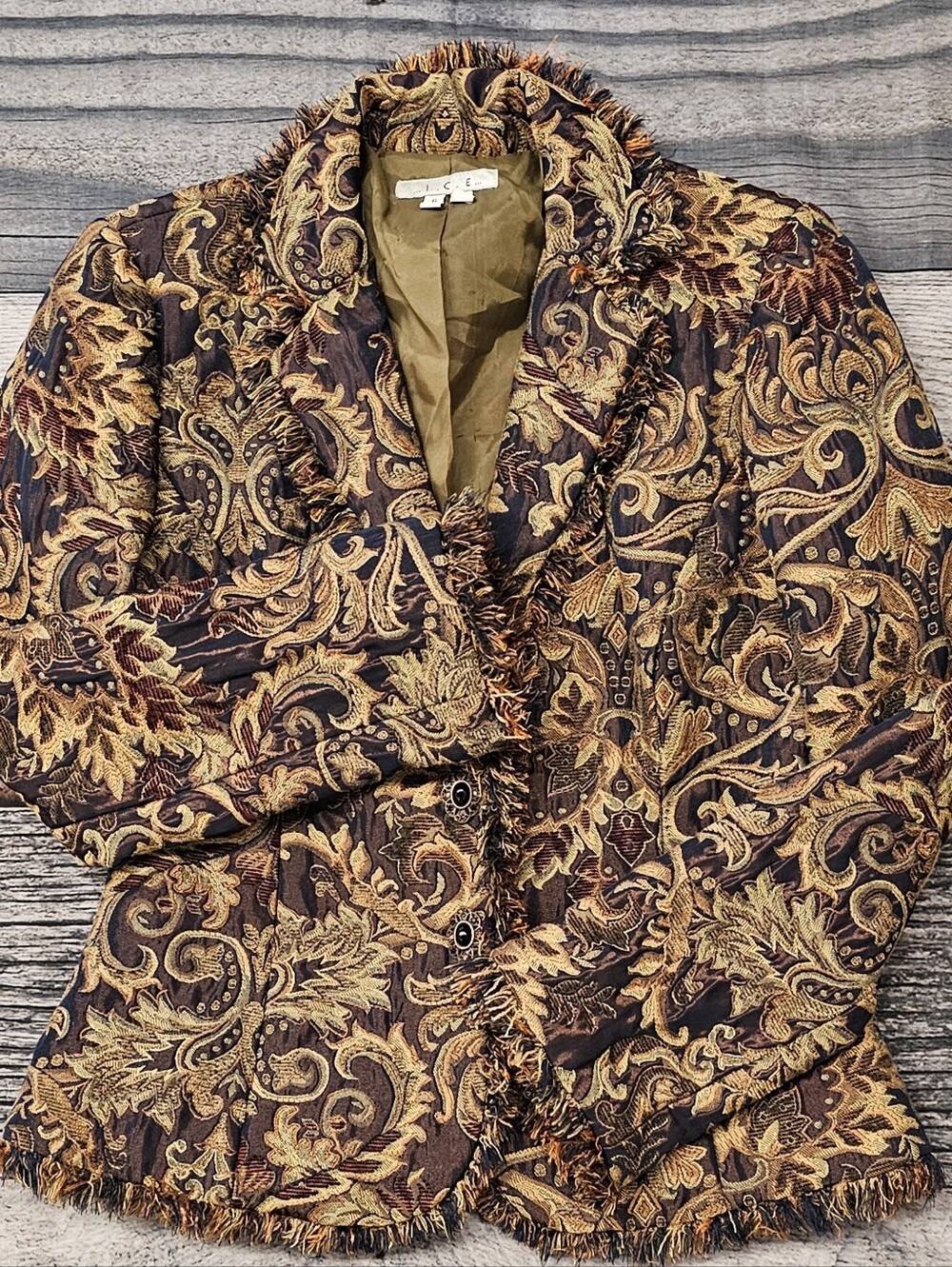 I.C.E. Vintage Tapestry Blazer Jacket Paisley Brocade Pattern Women's Size 6
